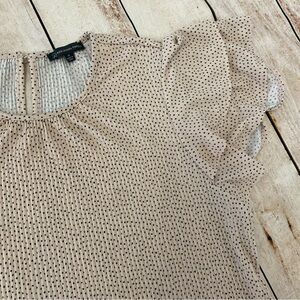 Adrianna Papell Pink Polka Dotted Ruffle Blouse Size Medium EUC